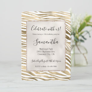 White Gold Zebra Animal Print Kaart