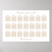 White Golden Beige 21 Table Wedding Seating Chart Poster (Voorkant)