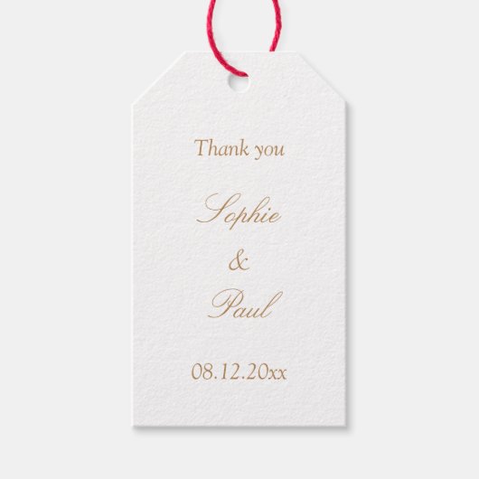 White Golden Beige Wedding Favor Bedankt Cadeaulabel (Voorkant)