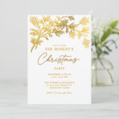 White Golden Modern Christmas Party Invitation (Debout devant)