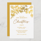 White Golden Modern Christmas Party Invitation (Devant / Derrière)