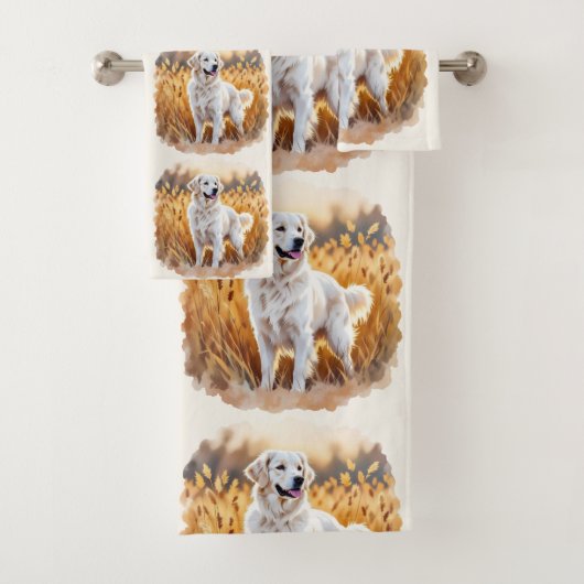White Golden Retriever Dog Bad Handdoek (Insitu)