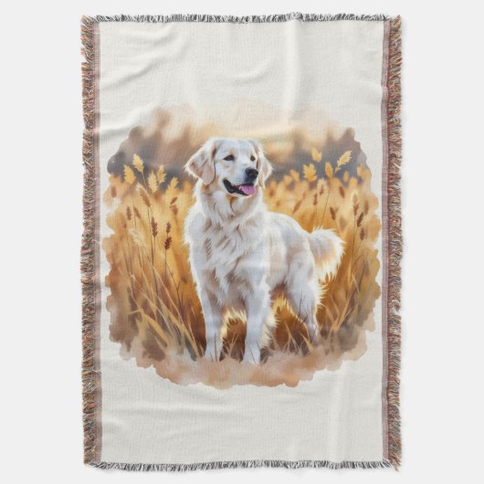 White Golden Retriever Dog Deken (Voorkant Verticaal)
