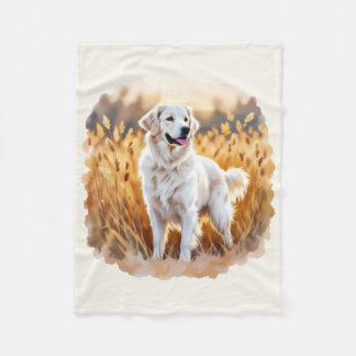 White Golden Retriever Dog Fleece Deken