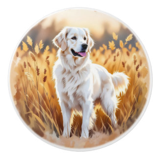 White Golden Retriever Dog Keramische Knop