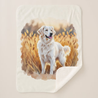 White Golden Retriever Dog Sherpa Deken