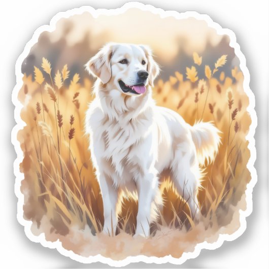 White Golden Retriever Dog Sticker (Voorkant)