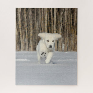White Golden Retriever Puppy in sneeuw Legpuzzel