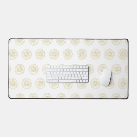 White | Golden Zinnia Flower Medallions (Clavier et souris)