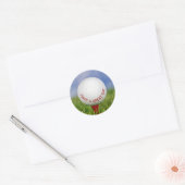 White Golf Ball on Red T-shirt Ronde Sticker (Envelop)