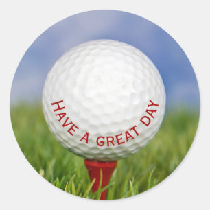 White Golf Ball on Red T-shirt Ronde Sticker