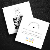 White Google Reviewen Custom Business Logo QR Code Vierkante Visitekaartje