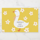 White Goose and Daisies Baby Shower Sparkling Wijnetiket (Enkel label)