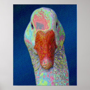 White Goose Face Abstract Boerderij Animal Art Poster