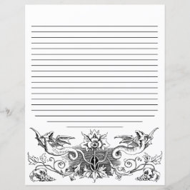 White gothic Dragon Alchemy Journal Spell Pagina