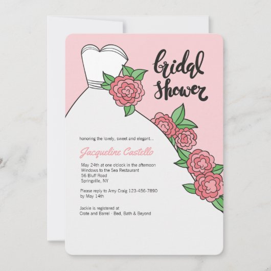White Gown Bridal Shower Invitation Kaart (Voorkant)