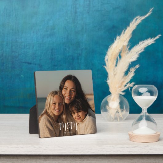 White Graceful Script Established Mom Photo Fotoplaat (Insitu)