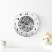 White Granite Rock Shiny Metalic Digits Cirkel Grote Klok (Huis)