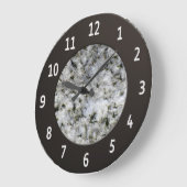 White Granite Rock Shiny Metalic Digits Cirkel Grote Klok (Hoek)