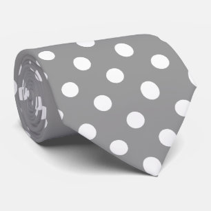 White Gray Polka Dots Pattern Stropdas