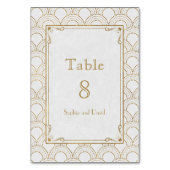 White Great Gatsby Gold Art Déco NUMÉRO DE TABLE (Dos)
