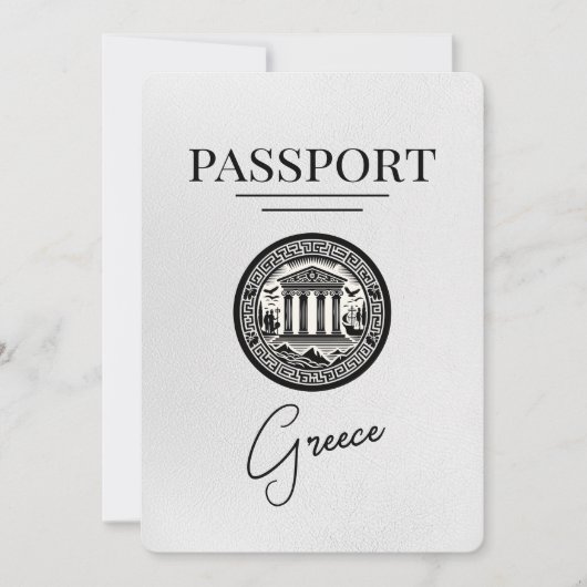 White Greece Passport Save the Date Kaart (Voorkant)