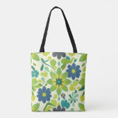 White Green and Blue Floral Tote Bag (Dos)