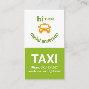 White Green Box glimlachend Taxi Face Cab Driver Visitekaartje