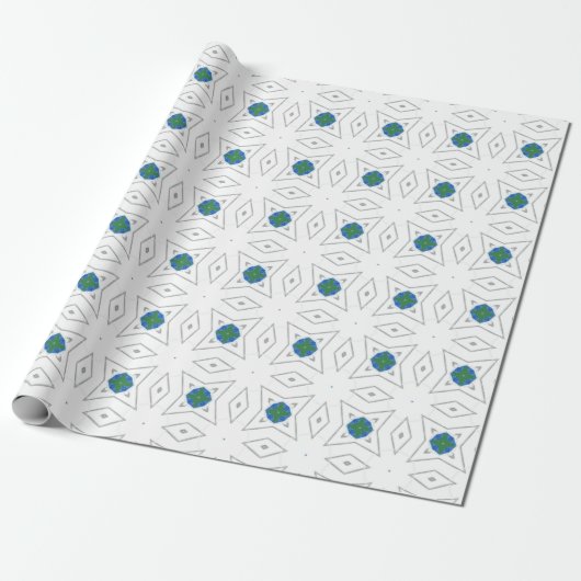 White Green doted Pattern Cadeaupapier (Uitgerold)