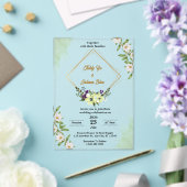 White Green Floral Acrylique Mariage Invitations (Insitu (Mariage))