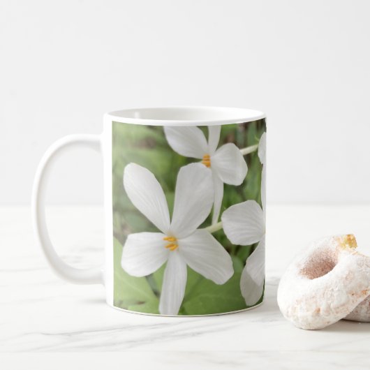 White Green Floral Foto Mok (Met donut)