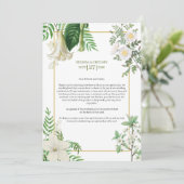 White Green Floral Gold Wedding Itinerary Programm Programma (Staand voorkant)