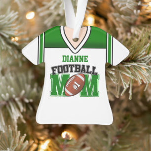 White/Green Football Mam Jersey Ornament