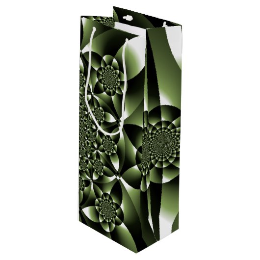 White Green Forest Leaf Petals Wijn Cadeautas (Voorkant Gekanteld)