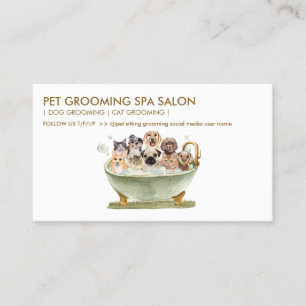 White Green Grooming Pet Bath Spa Cats Dogs Visitekaartje