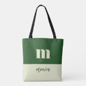 White & green initial personalized tote bag (Dos)