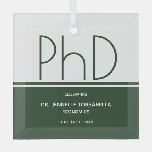 White Green Keepomwille PhD Afstuderen Glas Ornament (Voorkant)