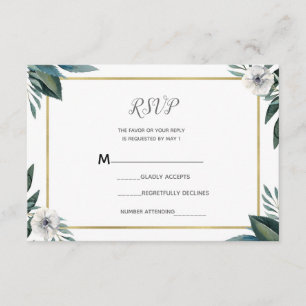 White Green Leaves Anemone Floral RSVP Antwoord