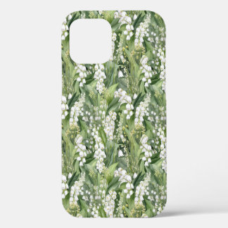 White Green Lilies of the Valley Flowers Art iPhone 12 Hoesje