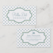 White Green & Lt. Blue Polka Dot Visitekaartjes (Voorkant / Achterkant)