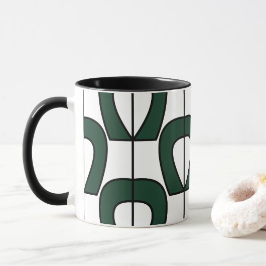 White Green Modern Geometric Abstract Mok (Met donut)