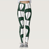 White Green Modern Geometric Fun Workout Leggings (Voorkant)
