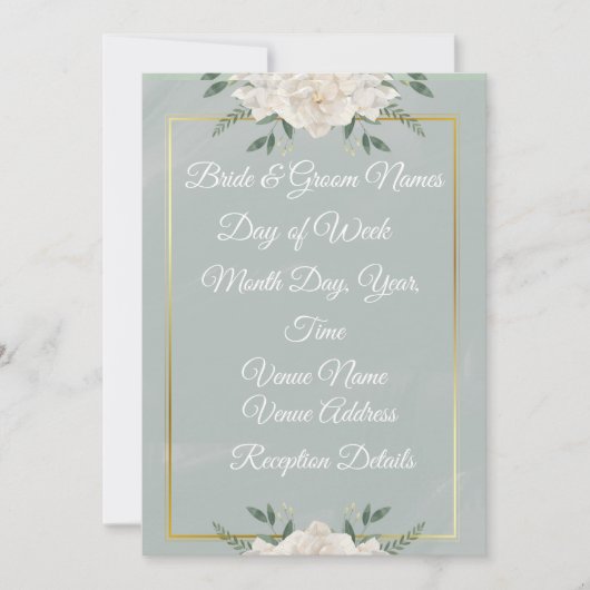 White & Green Modern Minimalist Wedding Invitation (Devant)