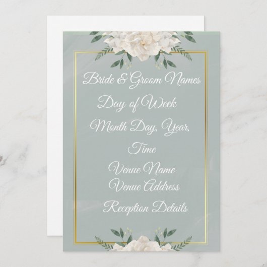 White & Green Modern Minimalist Wedding Invitation (Devant / Derrière)