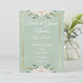 White & Green Modern Minimalist Wedding Invitation (Debout devant)