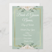 White & Green Modern Minimalist Wedding Invitation (Devant / Derrière)
