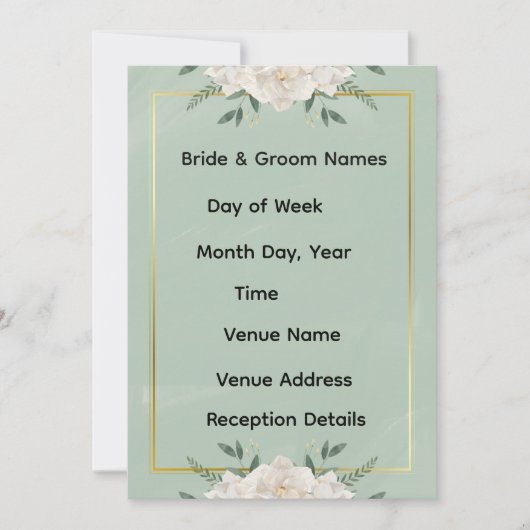 White & Green Modern Minimalist Wedding Invitation Kaart (Voorkant)