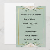 White & Green Modern Minimalist Wedding Invitation Kaart (Voorkant / Achterkant)
