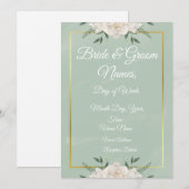 White & Green Modern Minimalist Wedding Invitation Kaart (Voorkant / Achterkant)