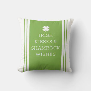 White Green Personalize Message Clover Leaf Kussen